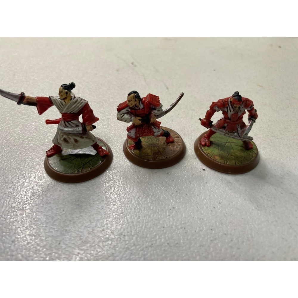 Heroscape Izumi Samurai Warrior Miniatures Set of 3 Red White Figures Katana